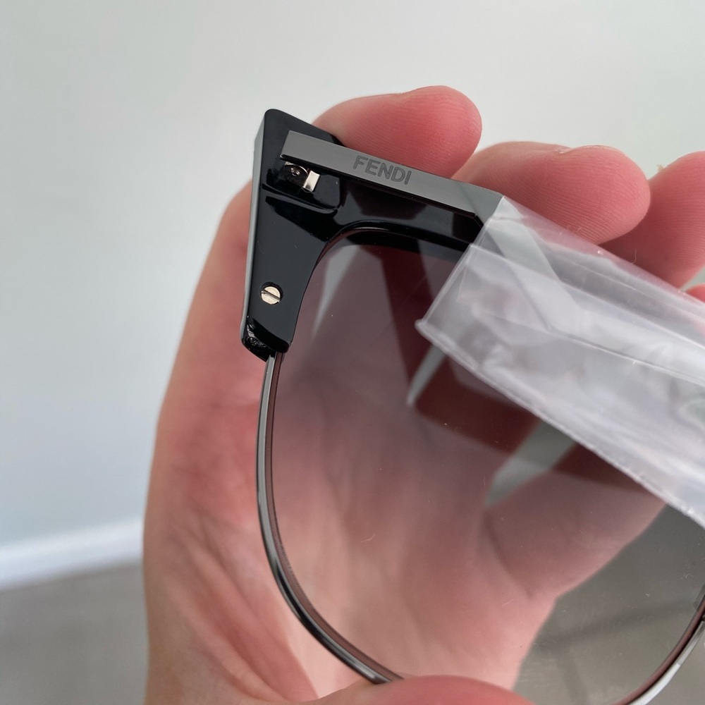 Fendi Iridia Black Silver Cat Eye Sunglasses - Picture 4 of 5